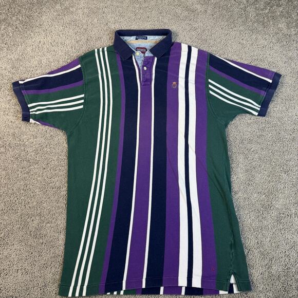 Hathaway Other - VTG Hathaway Polo Shirt Mens XL Green Purple Striped Short Sleeve 100% Cotton
